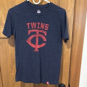 Majestic Blue and Red Twins Short Sleeve Tee